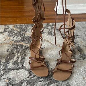 Christian Siriano Brown Lace-Up Sandals